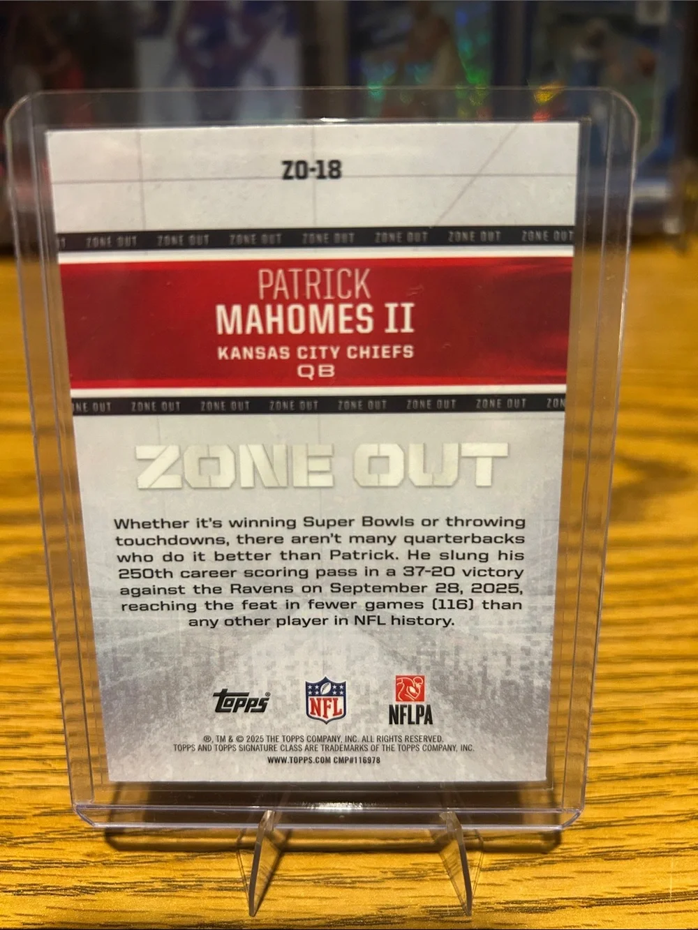 Patrick Mahomes II Total Touchdowns ZONE OUT Topps NFL Kansas City Chiefs